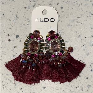 ALFI burgundy iridescent stone fringe earrings